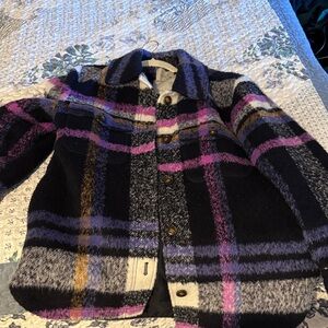 Stylish Plaid Womens Jacket - Black, Purple, Gold
